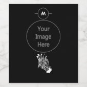 Twisted White Stripes Zebra Silhouette Monogramm Weinetikett (Einzelnes Label)