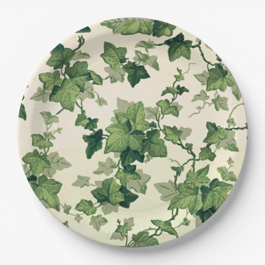 Twisting Ivy Leaves Pattern Pappteller (Vorderseite)