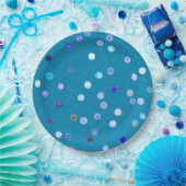Twisty Polka Dot Spirals Blue Paper Party Plates Pappteller (Party)