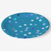 Twisty Polka Dot Spirals Blue Paper Party Plates Pappteller (Schrägansicht)