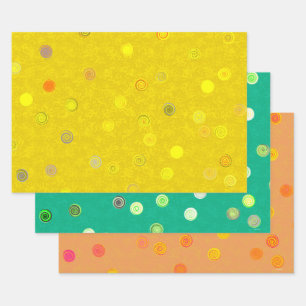 Twisty Polka Dot Spirals Dreifarbiges Geschenkpapi Geschenkpapier Set