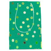 Twisty Polka Dot Spirals Green Gift Bag Mittlere Geschenktüte (Vorderseite)
