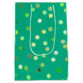 Twisty Polka Dot Spirals Green Gift Bag Mittlere Geschenktüte (Rückseite)