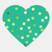 Twisty Polka Dot Spirals Green Heart Stickers (Vorderseite)