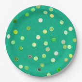 Twisty Polka Dot Spirals Green Paper Party Plates Pappteller (Vorderseite)