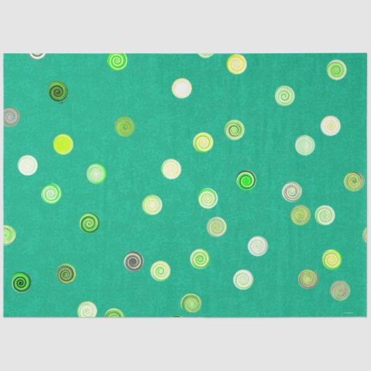 Twisty Polka Dot Spirals Green Tissue Paper Seidenpapier (Vorderseite)