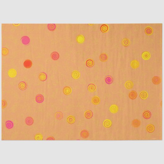 Twisty Polka Dot Spirals Orange Tissue Paper Seidenpapier (Vorderseite)