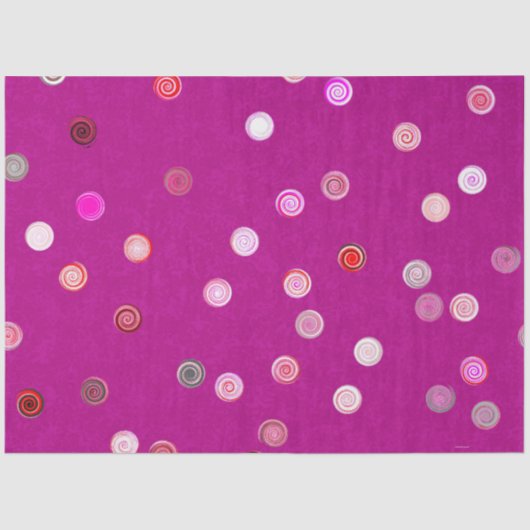 Twisty Polka Dot Spirals Pink Tissue Paper Seidenpapier (Vorderseite)