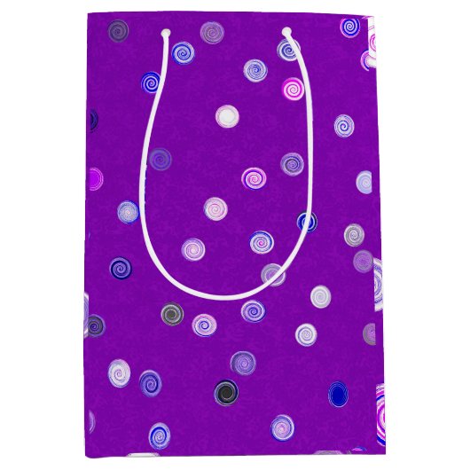 Twisty Polka Dot Spirals Purple Gift Bag Mittlere Geschenktüte (Vorderseite)