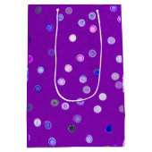 Twisty Polka Dot Spirals Purple Gift Bag Mittlere Geschenktüte (Rückseite)
