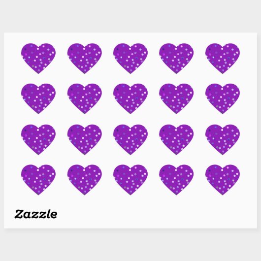 Twisty Polka Dot Spirals Purple Heart Stickers (Blatt)