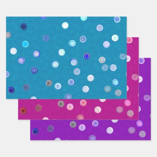 Twisty Polka Dot Spirals Tri-Color Geschenkpapier Set (Set)