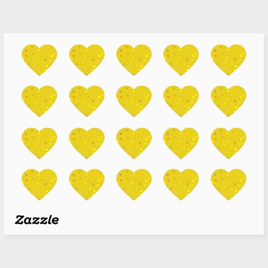 Twisty Polka Dot Spirals Yellow Heart Stickers (Blatt)