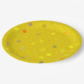Twisty Polka Dot Spirals Yellow Paper Party Plates Pappteller (Schrägansicht)