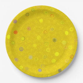 Twisty Polka Dot Spirals Yellow Paper Party Plates Pappteller