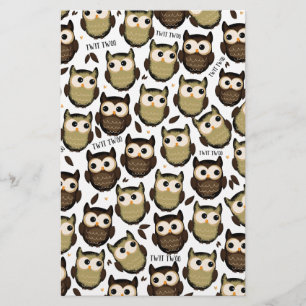 Twit twoo! süßes Eulenmuster. Briefpapier