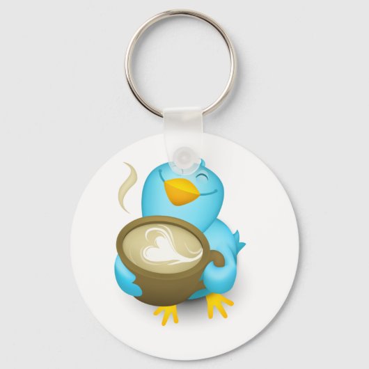 Twitter Coffee Bird Schlüsselanhänger (Vorderseite)