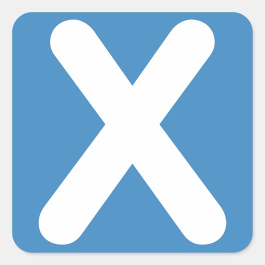 Twitter emoji - Letter X Quadratischer Aufkleber (Vorderseite)