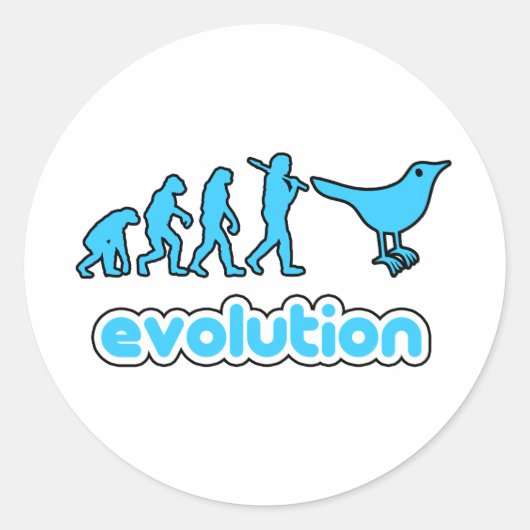 Twitter Evolution Runder Aufkleber (Vorderseite)