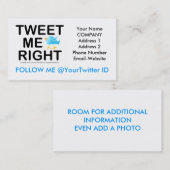 Twitter-Geschäfts-Karte Visitenkarte (Vorne/Hinten)