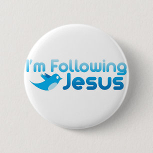 Twitter mir, ich folge Jesus Christus Button