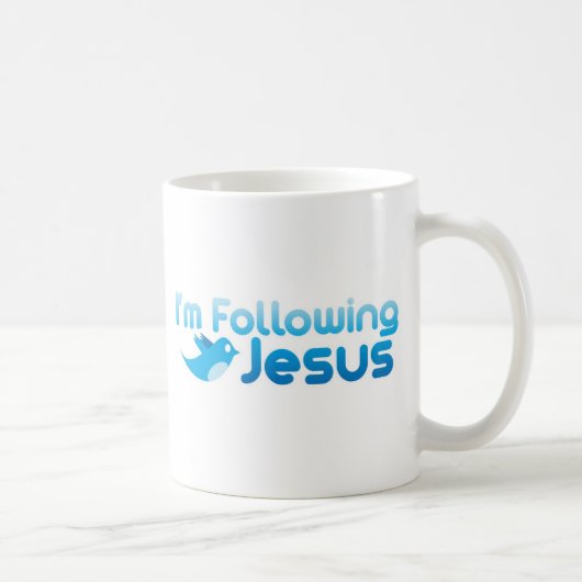 Twitter mir, ich folge Jesus Christus Kaffeetasse (Rechts)