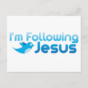 Twitter mir, ich folge Jesus Christus Postkarte