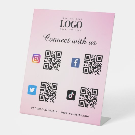 Twitter mit QL-Logos für soziale Medien Facebook P Sockelschild (Vorderseite)
