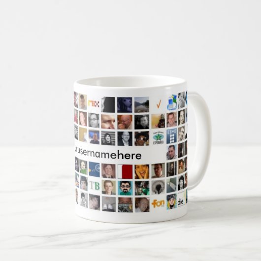 Twitter-Mosaik-Tasse - besonders angefertigt Kaffeetasse (VorderseiteRechts)