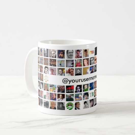 Twitter-Mosaik-Tasse - besonders angefertigt Kaffeetasse (Vorderseite Links)