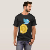 Twitter-Vogel mit Doge-Münze witzig T-Shirt (Vorne ganz)
