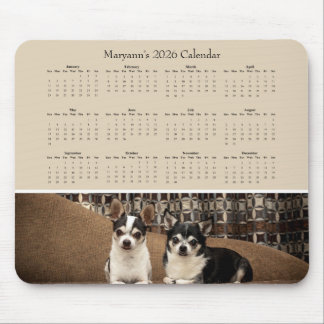 Two Adorable Chihuahuas on a Sofa – 2026 Calendar Mousepad