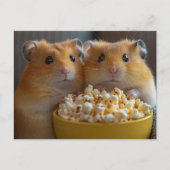 Two Adorable Hamsters With a Large Popcorn Bowl Postkarte (Vorderseite)