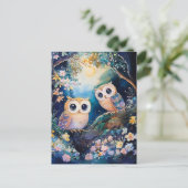 Two adorable owls postkarte (Stehend Vorderseite)