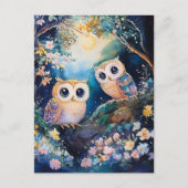 Two adorable owls postkarte (Vorderseite)