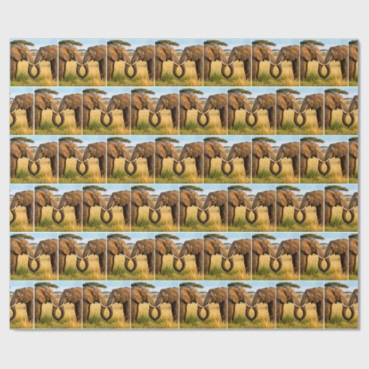 Two African Elephants In Savannah Grass Geschenkpapier (Flach)