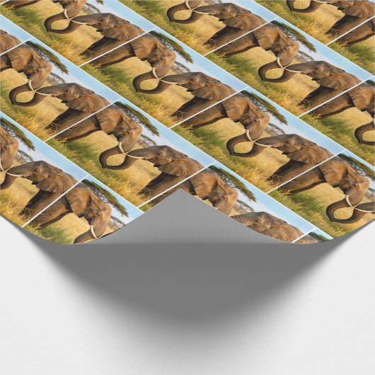 Two African Elephants In Savannah Grass Geschenkpapier (Ecke)