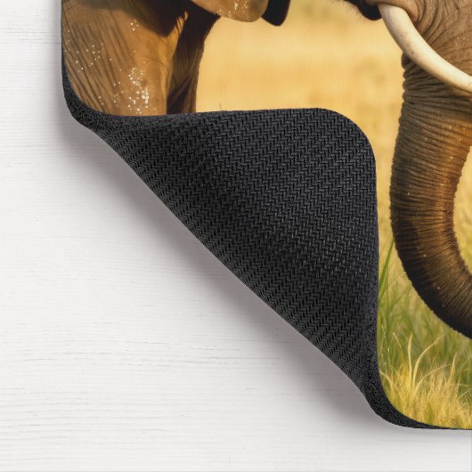 Two African Elephants In Savannah Grass Mousepad (Ecke)