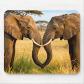 Two African Elephants In Savannah Grass Mousepad (Vorne)