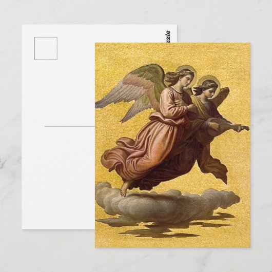 Two Angels Floating Tempera Art by Schraudolph Postkarte (Vorne/Hinten)
