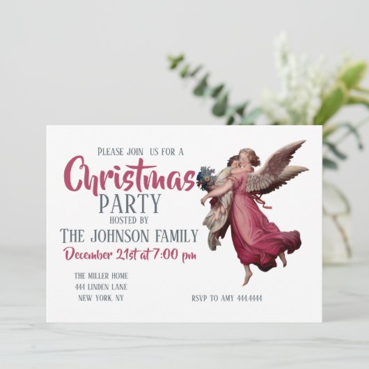 Two Angels in Flight Einladung (Stehend Vorderseite)