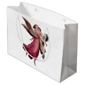Two Angels in Flight Große Geschenktüte (Rückseite Schrägansicht)