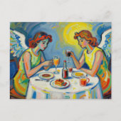 Two Angels Share a Meal Postkarte (Vorderseite)
