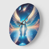 Two Angels with Large Wings Facing Each Other on a Große Wanduhr (Winkel)