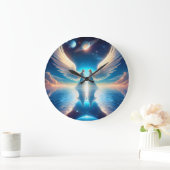 Two Angels with Large Wings Facing Each Other on a Große Wanduhr (Zuhause)