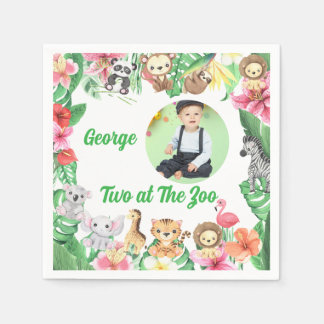 Two at The Zoo Jungle Safari Photo Birthday  Serviette