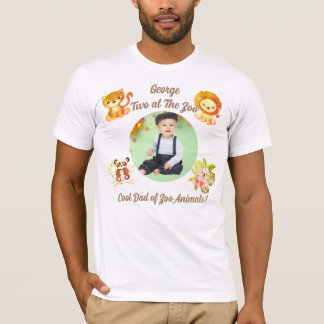 Two at the Zoo Safari Jungle Animals Birthday Dad T-Shirt