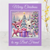 Two Baby Deer Best Friends Weihnachten Karte (Gelbe Blume)