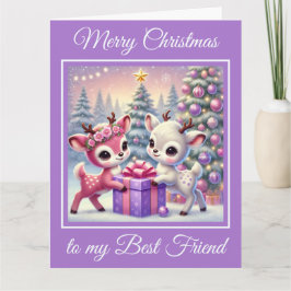 Two Baby Deer Best Friends Weihnachten Karte