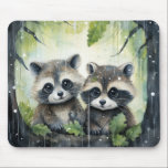 Two Baby Raccoons in the Rain Mousepad<br><div class="desc">Two Baby Raccoons in the Rain</div>
